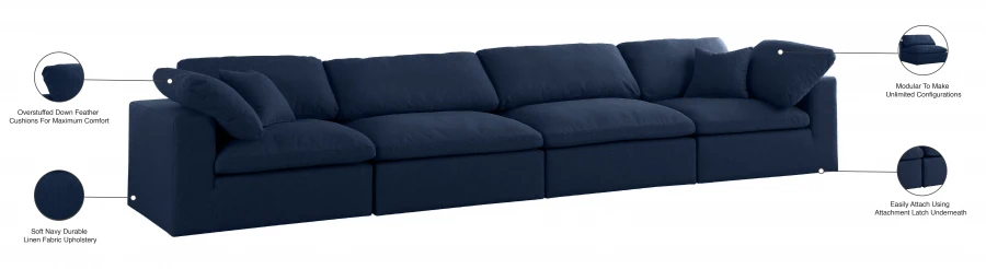 Serene Linen Textured Fabric Deluxe Comfort Modular Sofa - Image 36