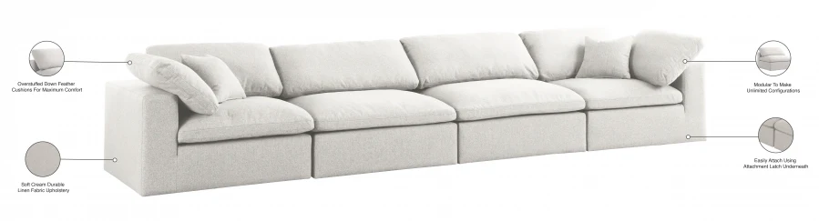 Serene Linen Textured Fabric Deluxe Comfort Modular Sofa - Image 9