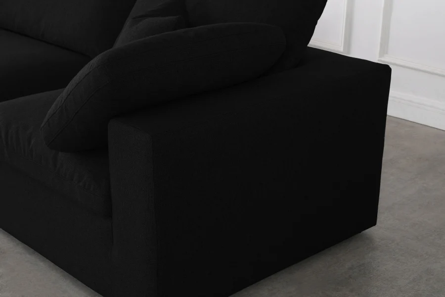 Serene Linen Textured Fabric Deluxe Comfort Modular Sofa - Image 15