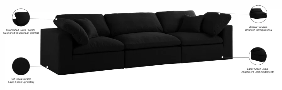 Serene Linen Textured Fabric Deluxe Comfort Modular Sofa - Image 18