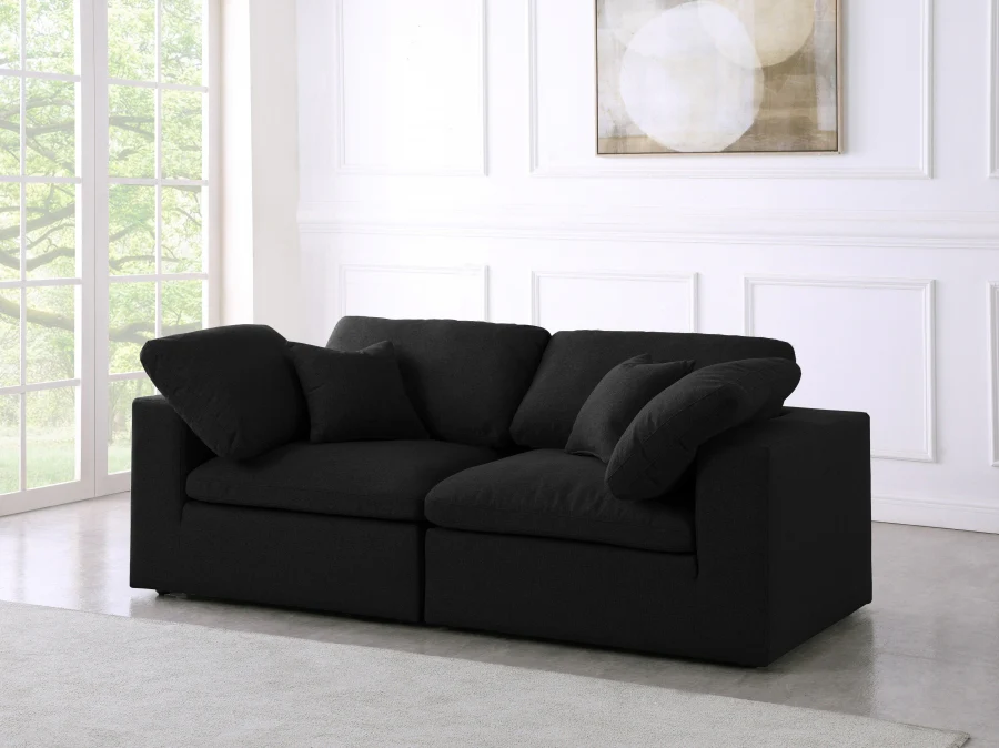 Serene Linen Textured Fabric Deluxe Comfort Modular Sofa - Image 11