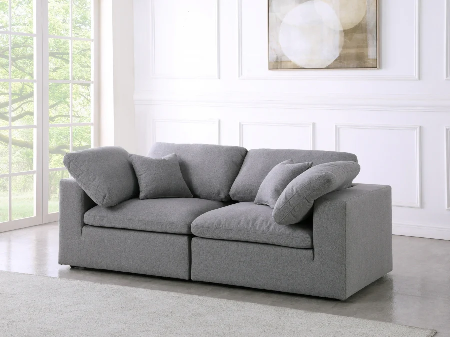 Serene Linen Textured Fabric Deluxe Comfort Modular Sofa - Image 2