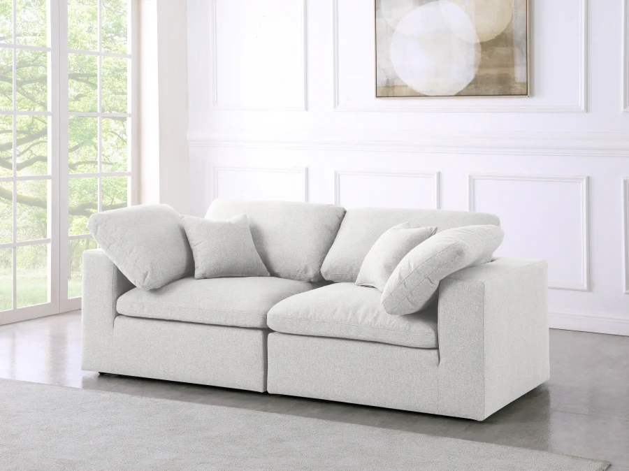 Serene Linen Textured Fabric Deluxe Comfort Modular Sofa - Image 20