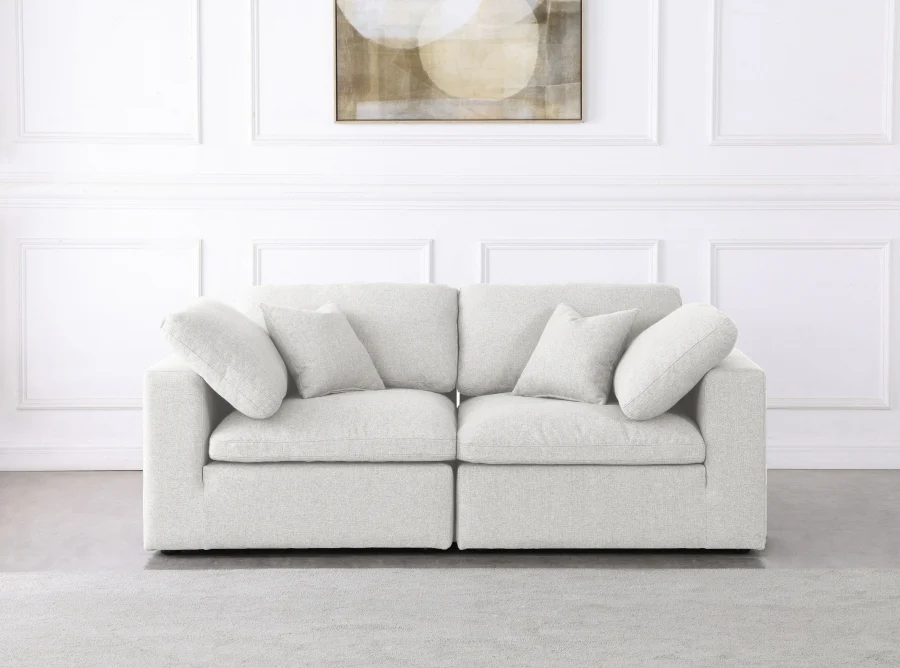 Serene Linen Textured Fabric Deluxe Comfort Modular Sofa - Image 21