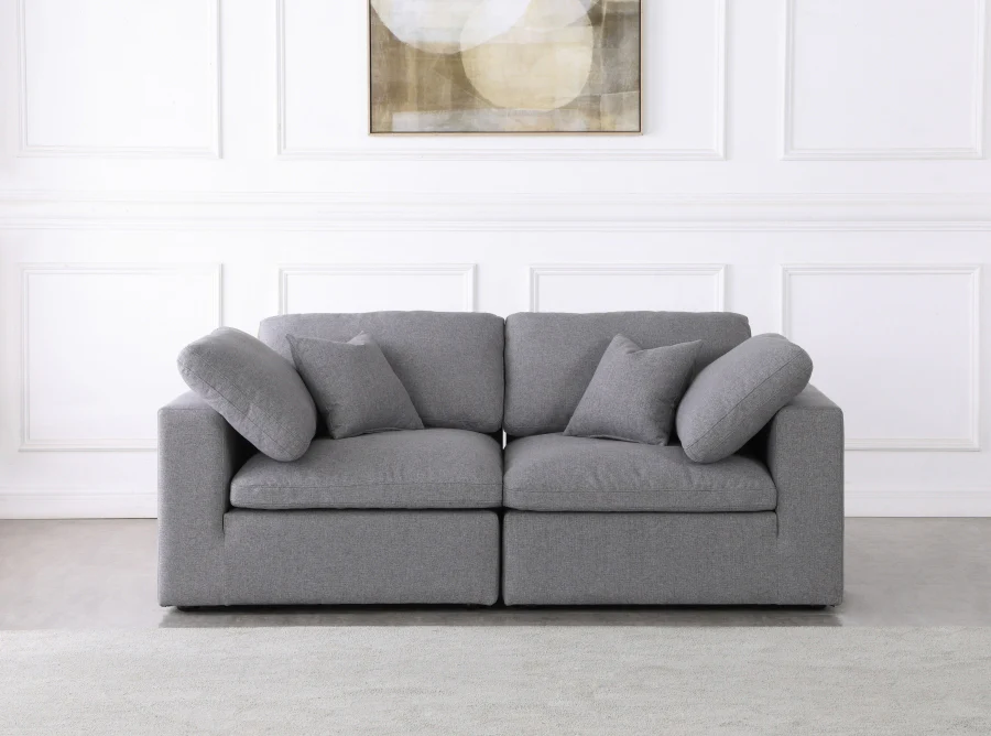 Serene Linen Textured Fabric Deluxe Comfort Modular Sofa - Image 3