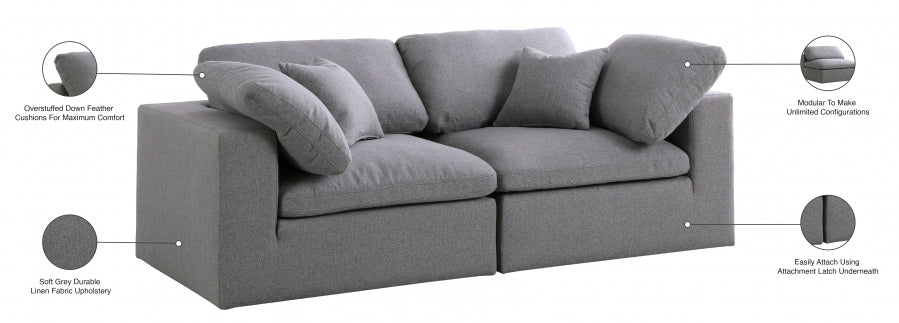 Serene Linen Textured Fabric Deluxe Comfort Modular Sofa - Image 9