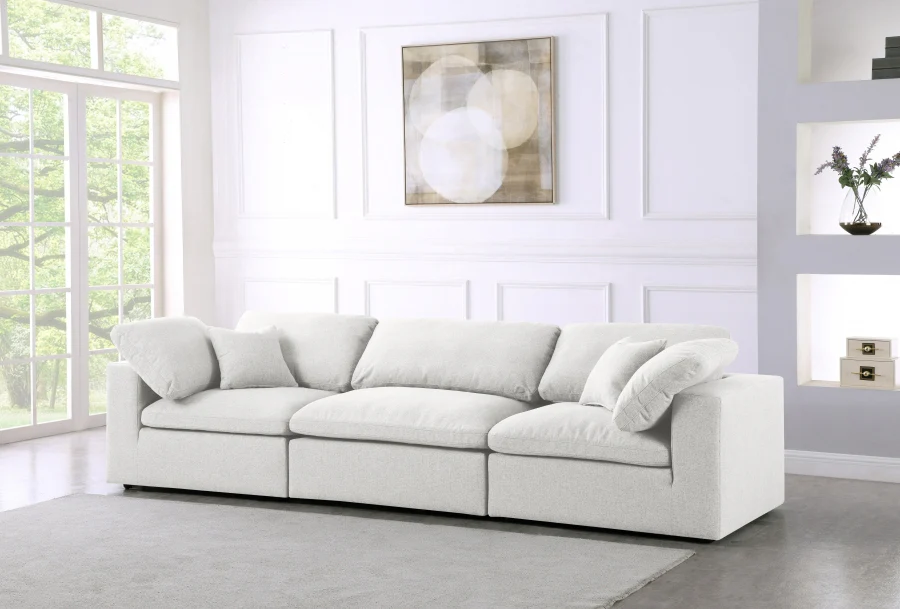 Serene Linen Textured Fabric Deluxe Comfort Modular Sofa - Image 2
