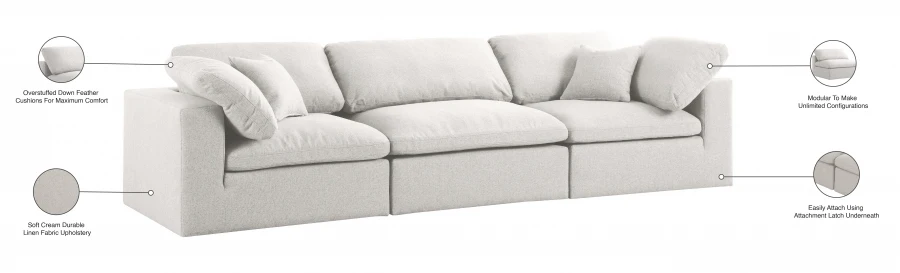 Serene Linen Textured Fabric Deluxe Comfort Modular Sofa - Image 9
