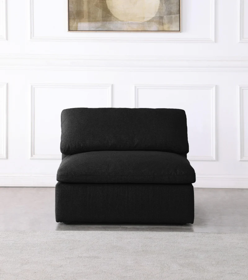 Serene Linen Textured Fabric Upholstered Deluxe Comfort Modular Armless Chair - Image 3