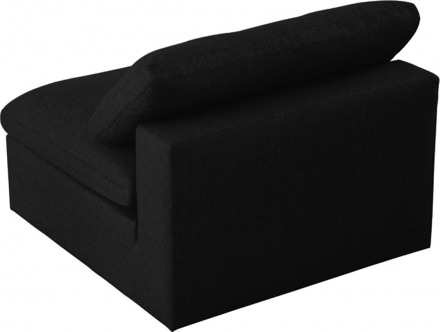Serene Linen Textured Fabric Upholstered Deluxe Comfort Modular Armless Chair - Image 4