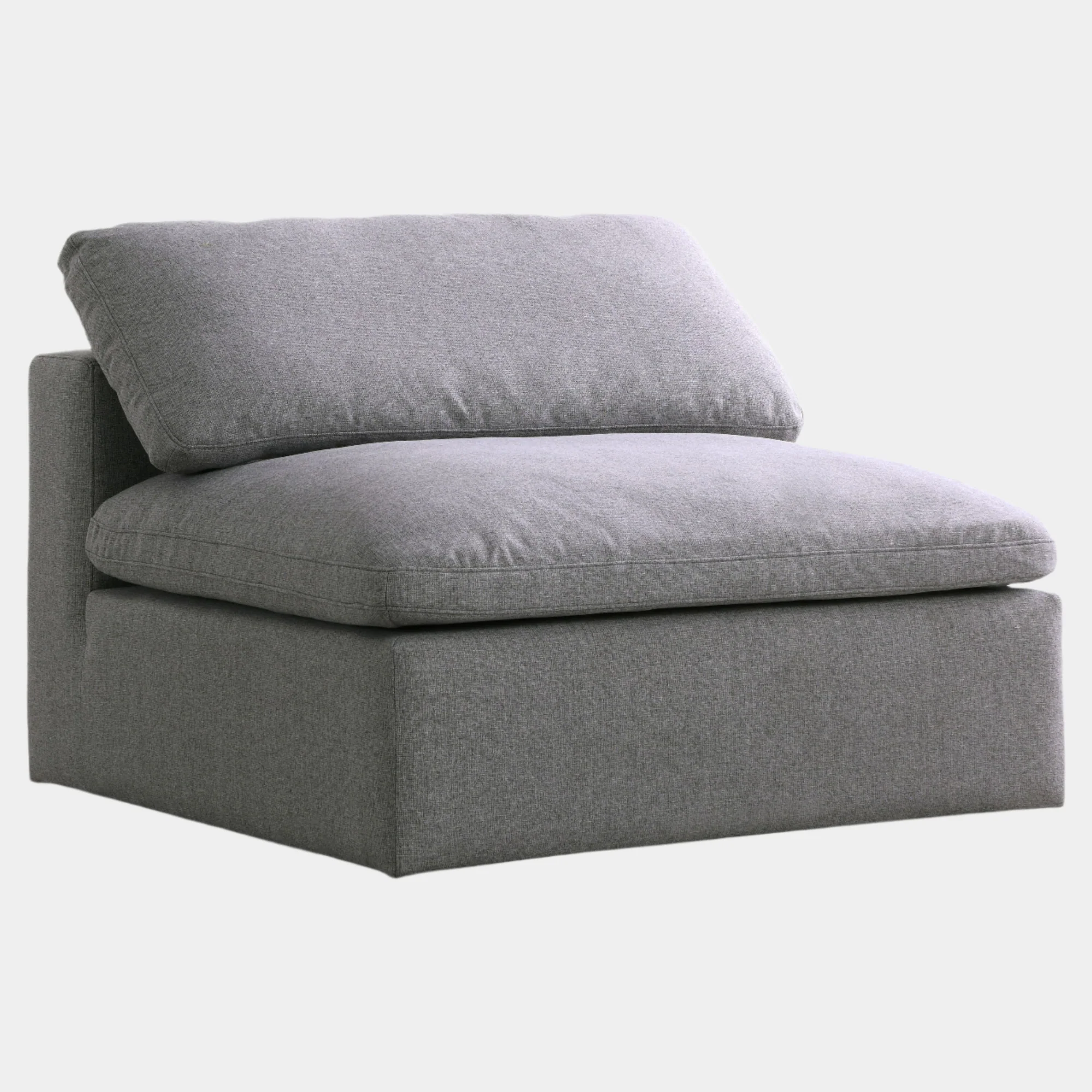 Serene Linen Textured Fabric Upholstered Deluxe Comfort Modular Armless Chair - Image 8