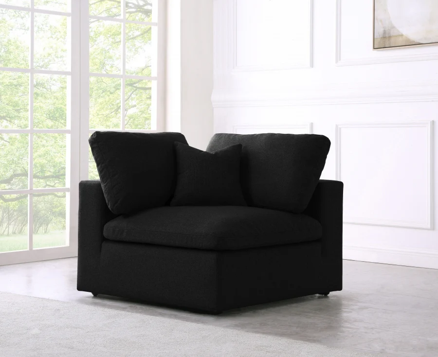 Serene Linen Textured Fabric Upholstered Deluxe Comfort Modular Corner Chair - Image 2