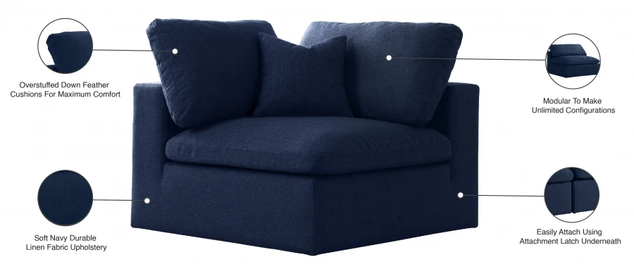 Serene Linen Textured Fabric Upholstered Deluxe Comfort Modular Corner Chair - Image 26