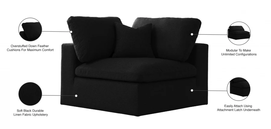 Serene Linen Textured Fabric Upholstered Deluxe Comfort Modular Corner Chair - Image 8