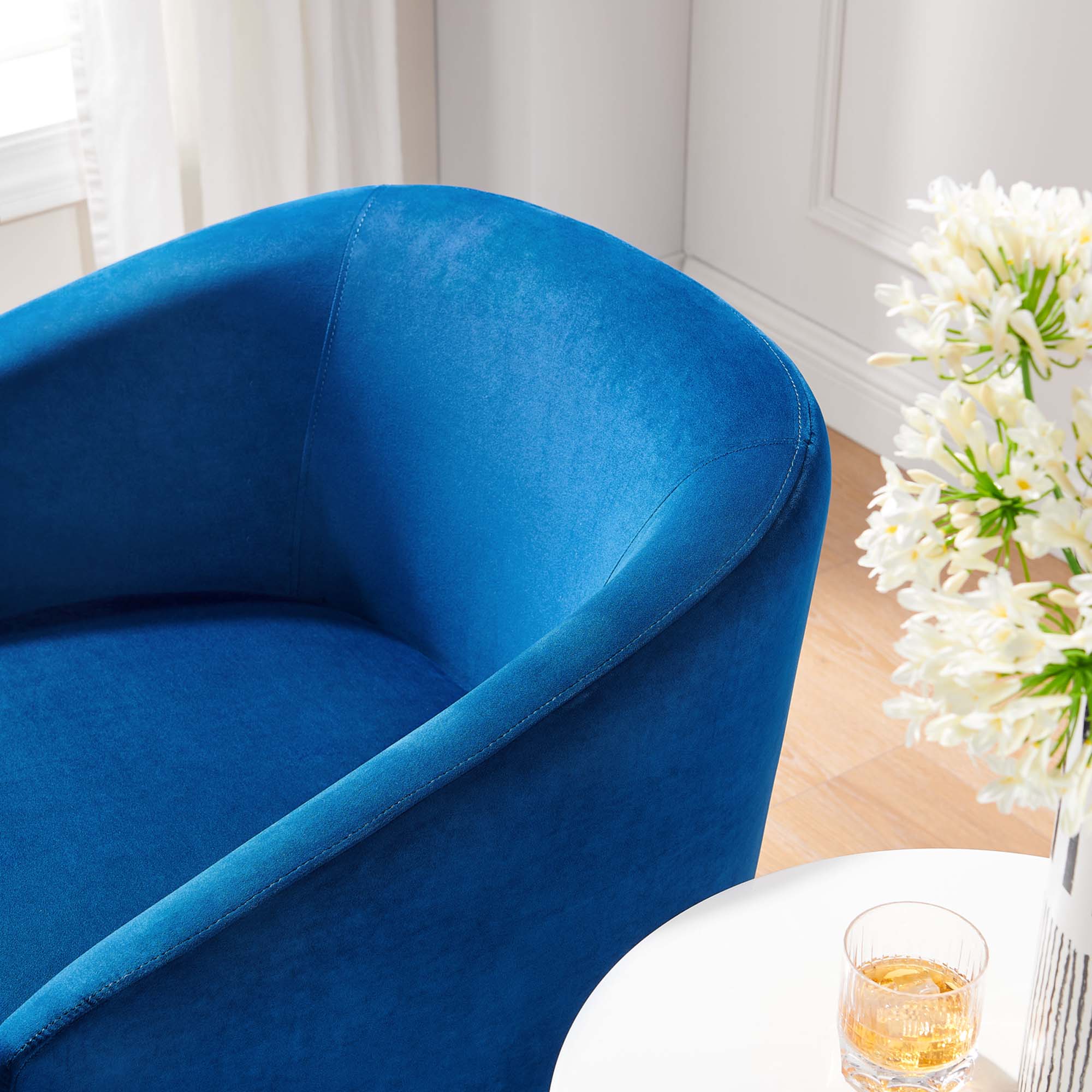 Series Performance Velvet Fabric Swivel Chair - Image 16