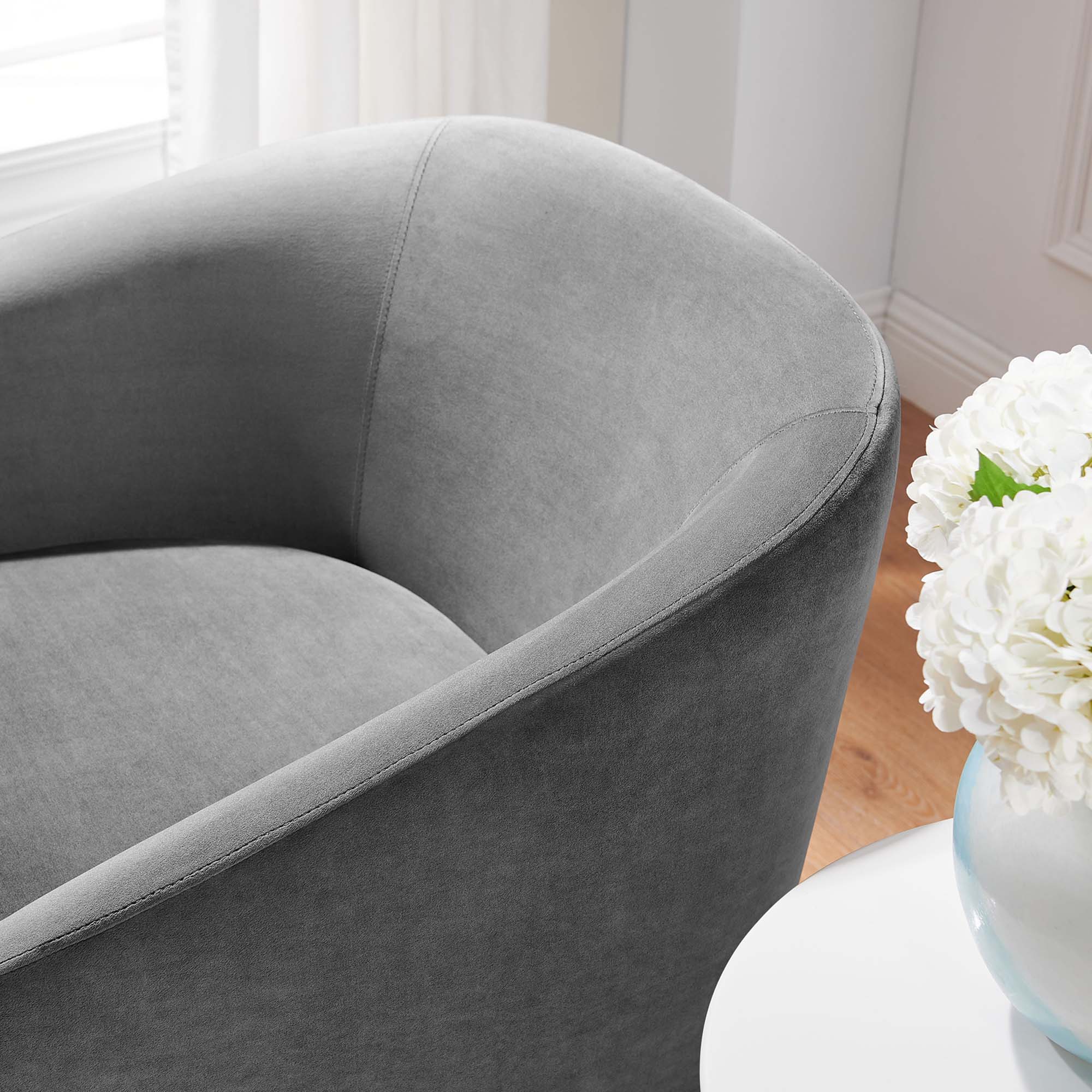 Series Performance Velvet Fabric Swivel Chair - Image 7