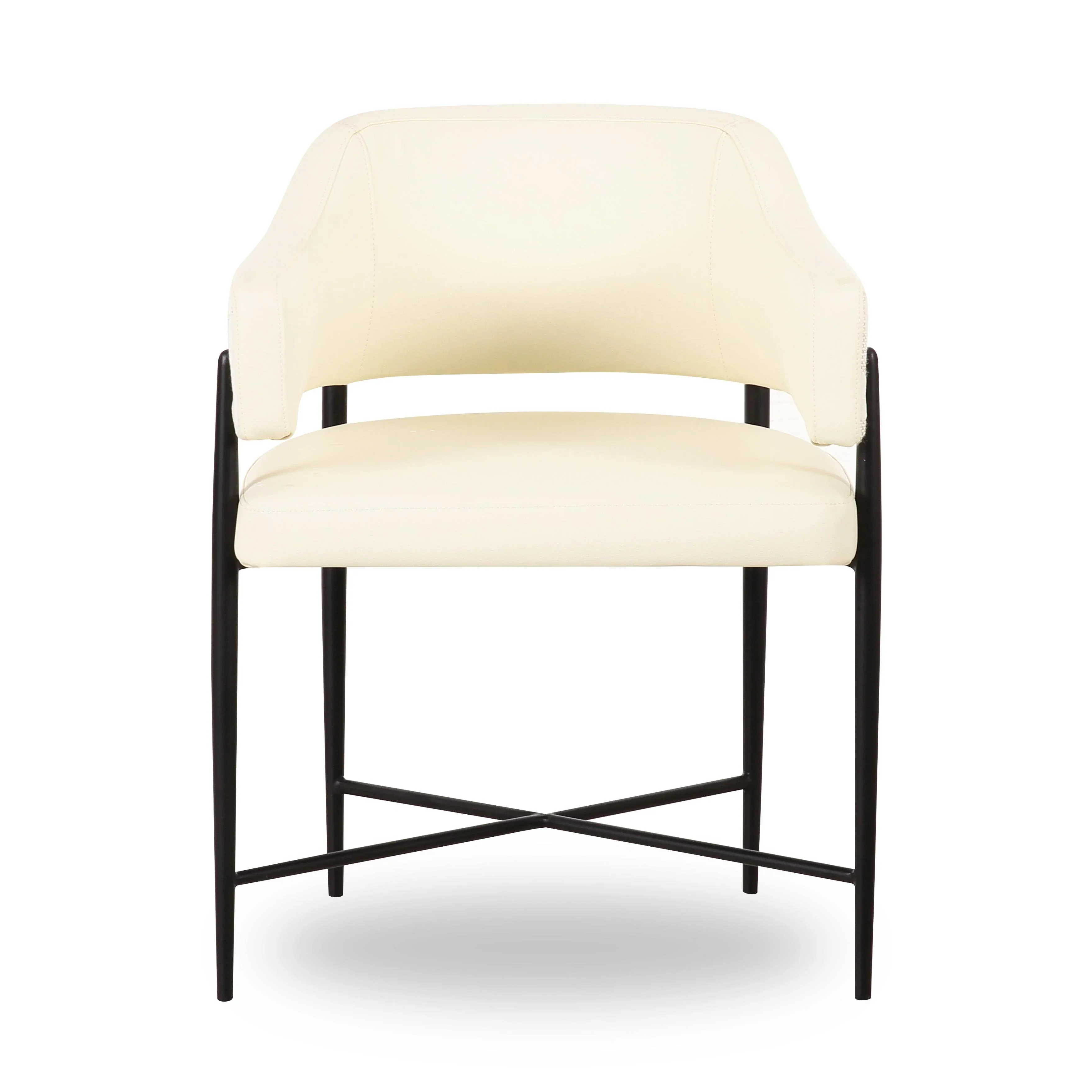 Sezanne Cream 2-Tone Performance Vegan Leather and Jacquard Dining Chair - Image 3