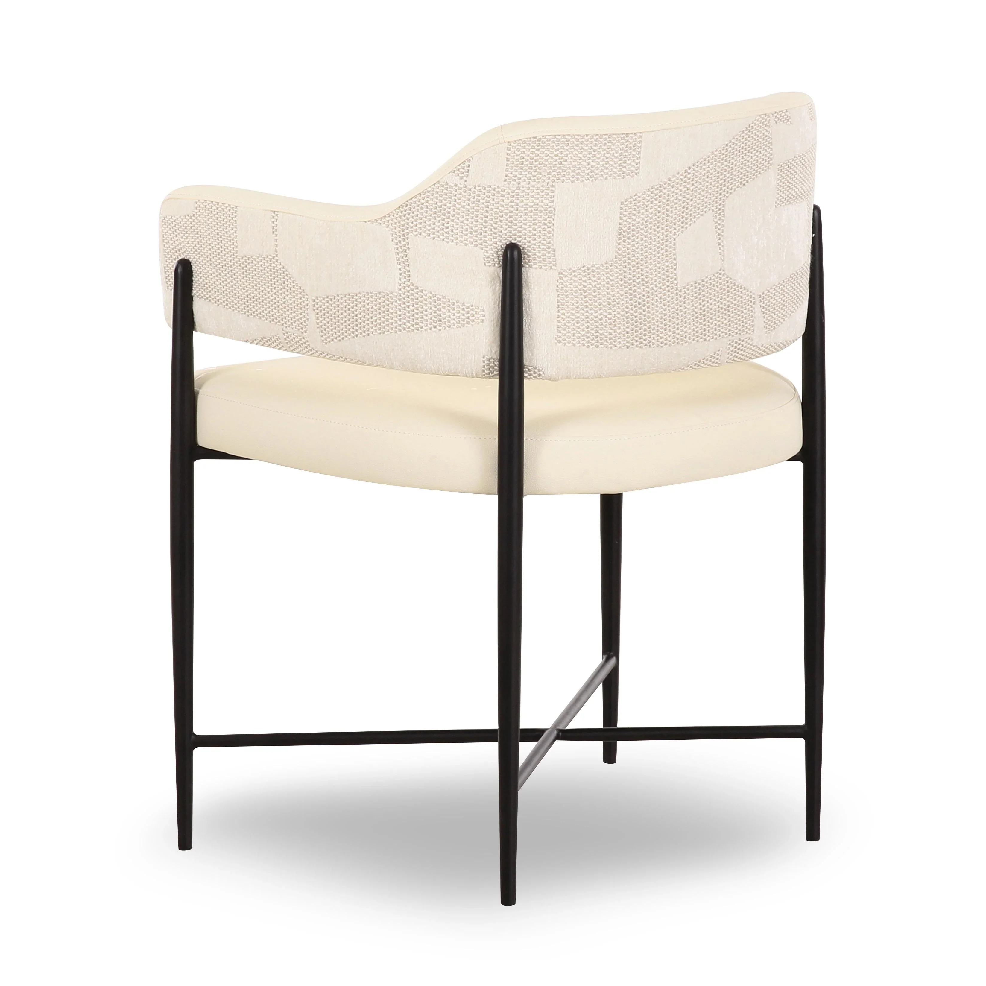 Sezanne Cream 2-Tone Performance Vegan Leather and Jacquard Dining Chair - Image 4