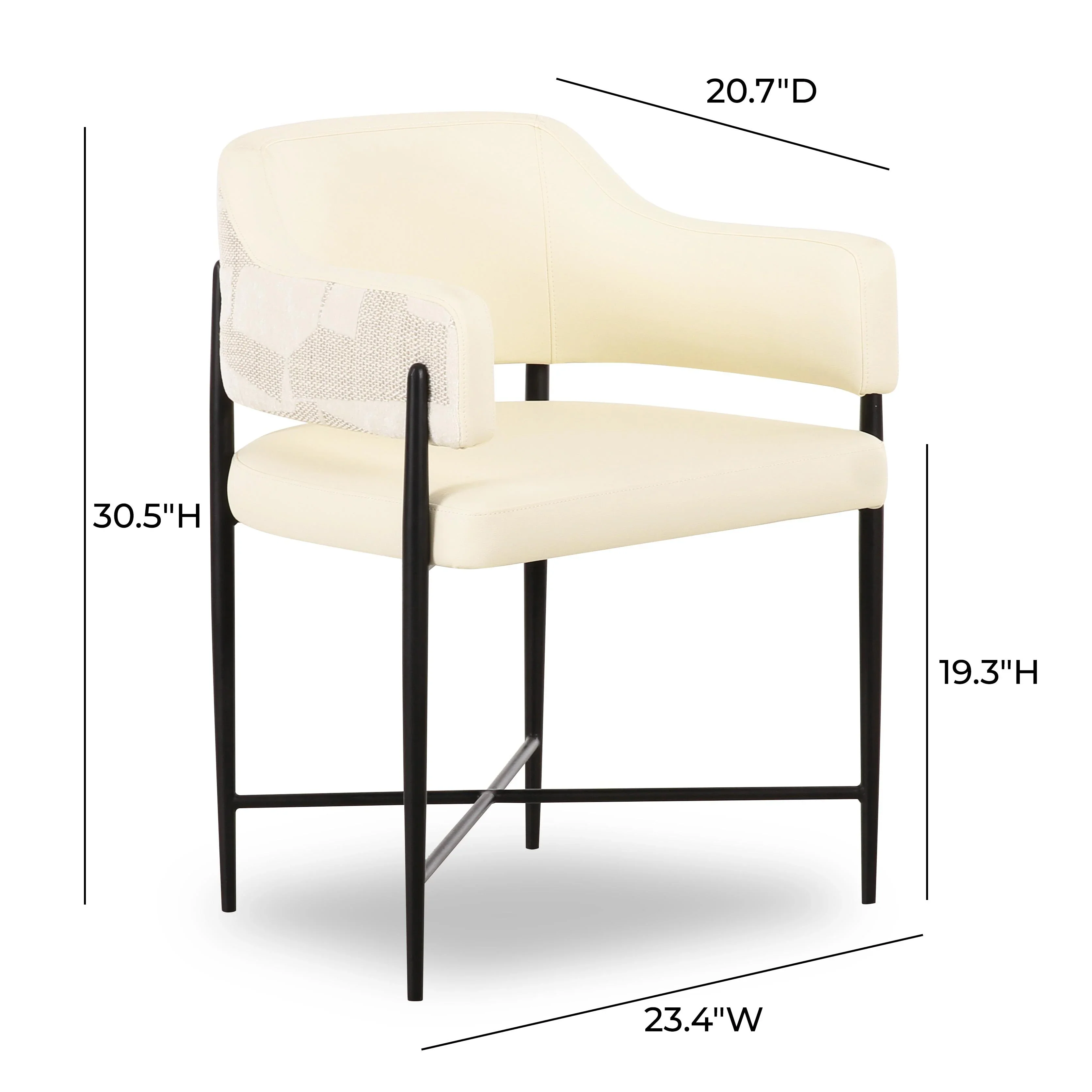 Sezanne Cream 2-Tone Performance Vegan Leather and Jacquard Dining Chair - Image 5