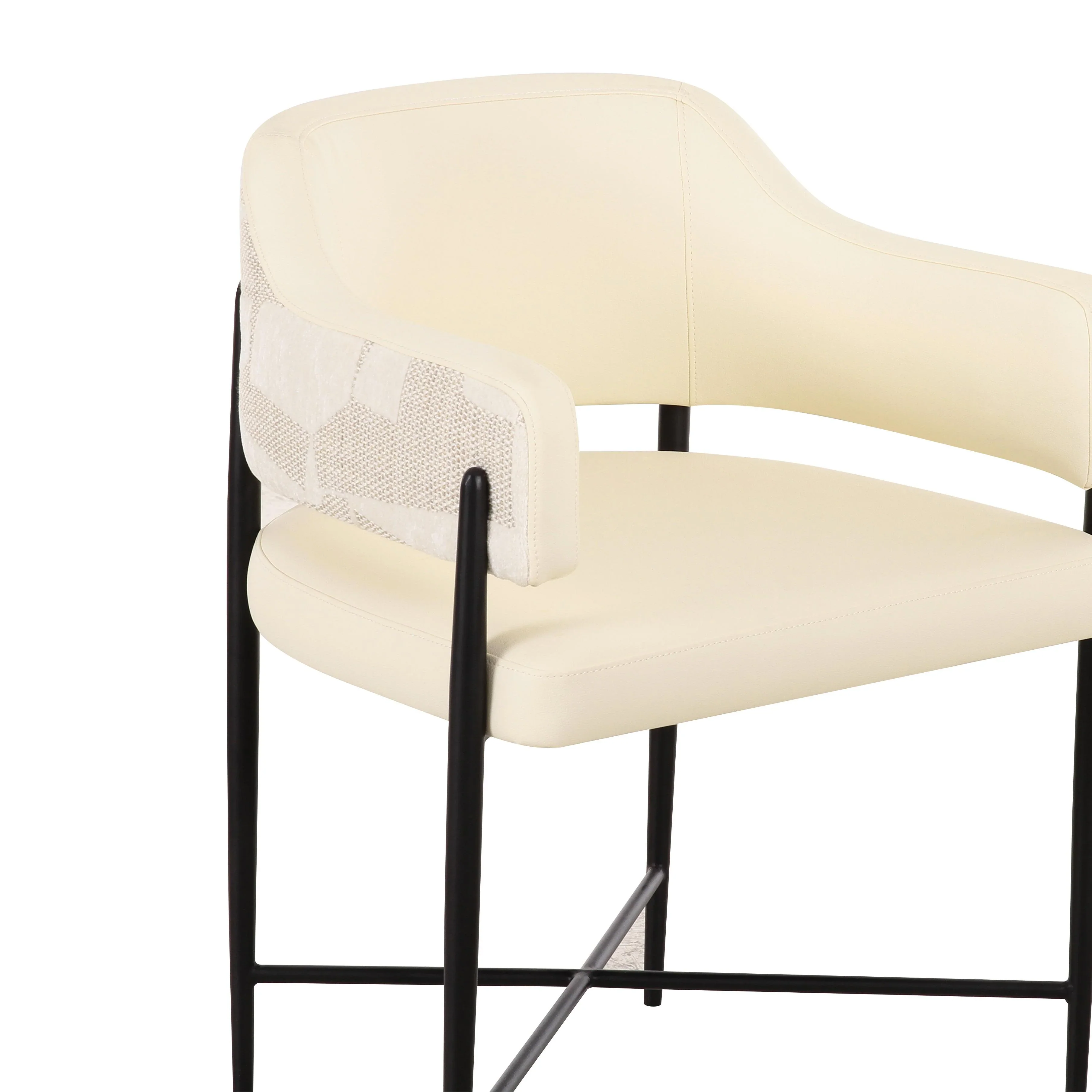 Sezanne Cream 2-Tone Performance Vegan Leather and Jacquard Dining Chair - Image 6