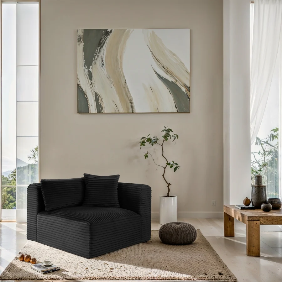 Shaggy Corduroy Performance Fabric Upholstered Accent Chair - Image 2