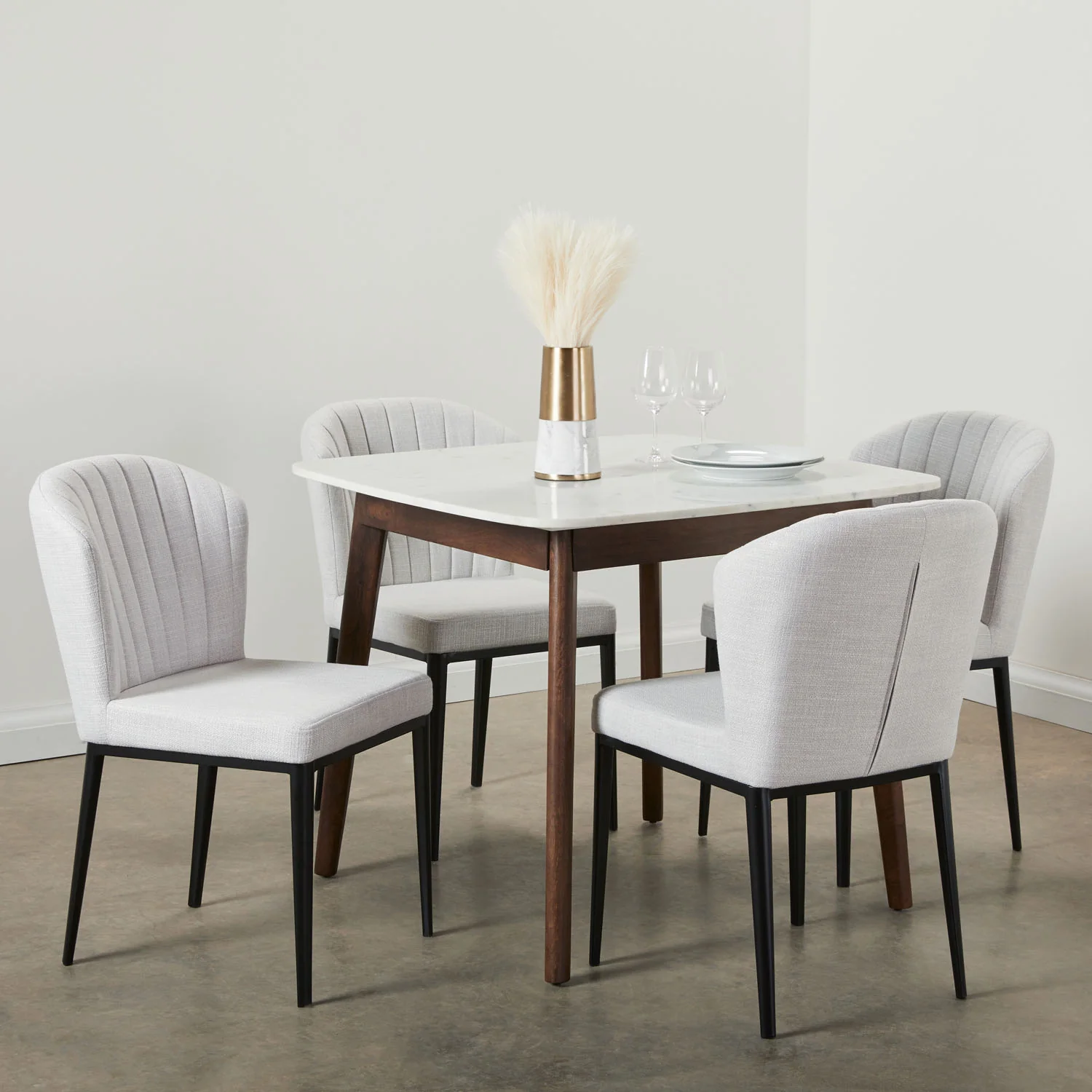 Shell Dining Chair Grey Linen - Image 11