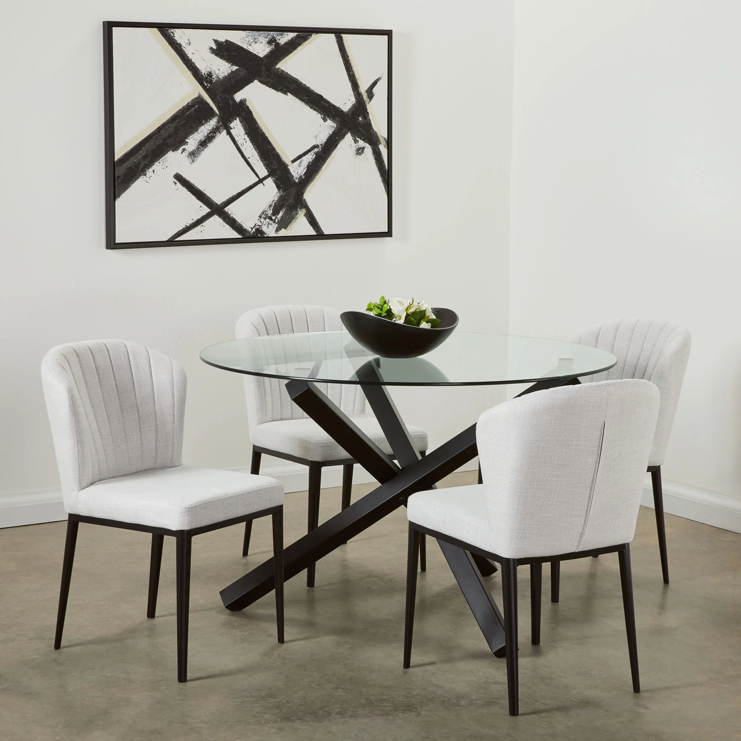 Shell Dining Chair Grey Linen - Image 2