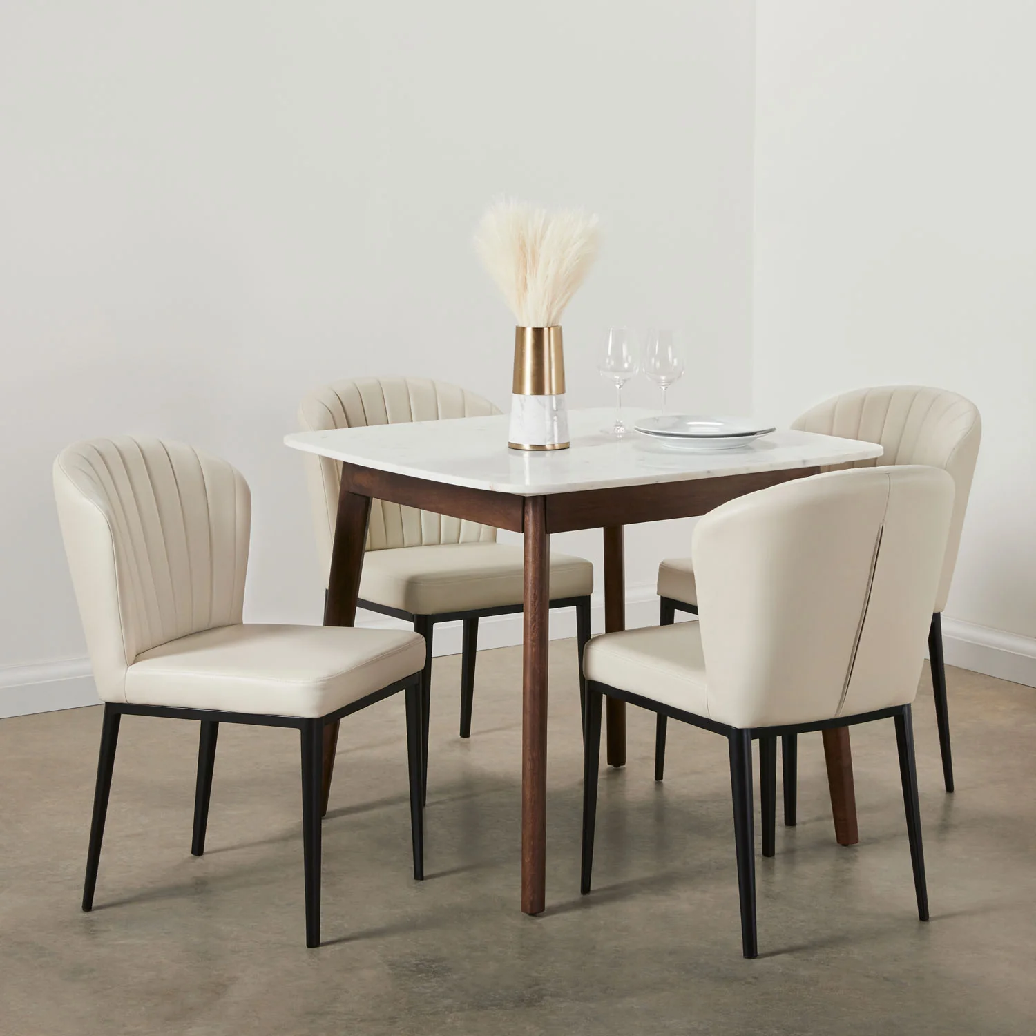 Shell Dining Chair Taupe Leatherette - Image 2