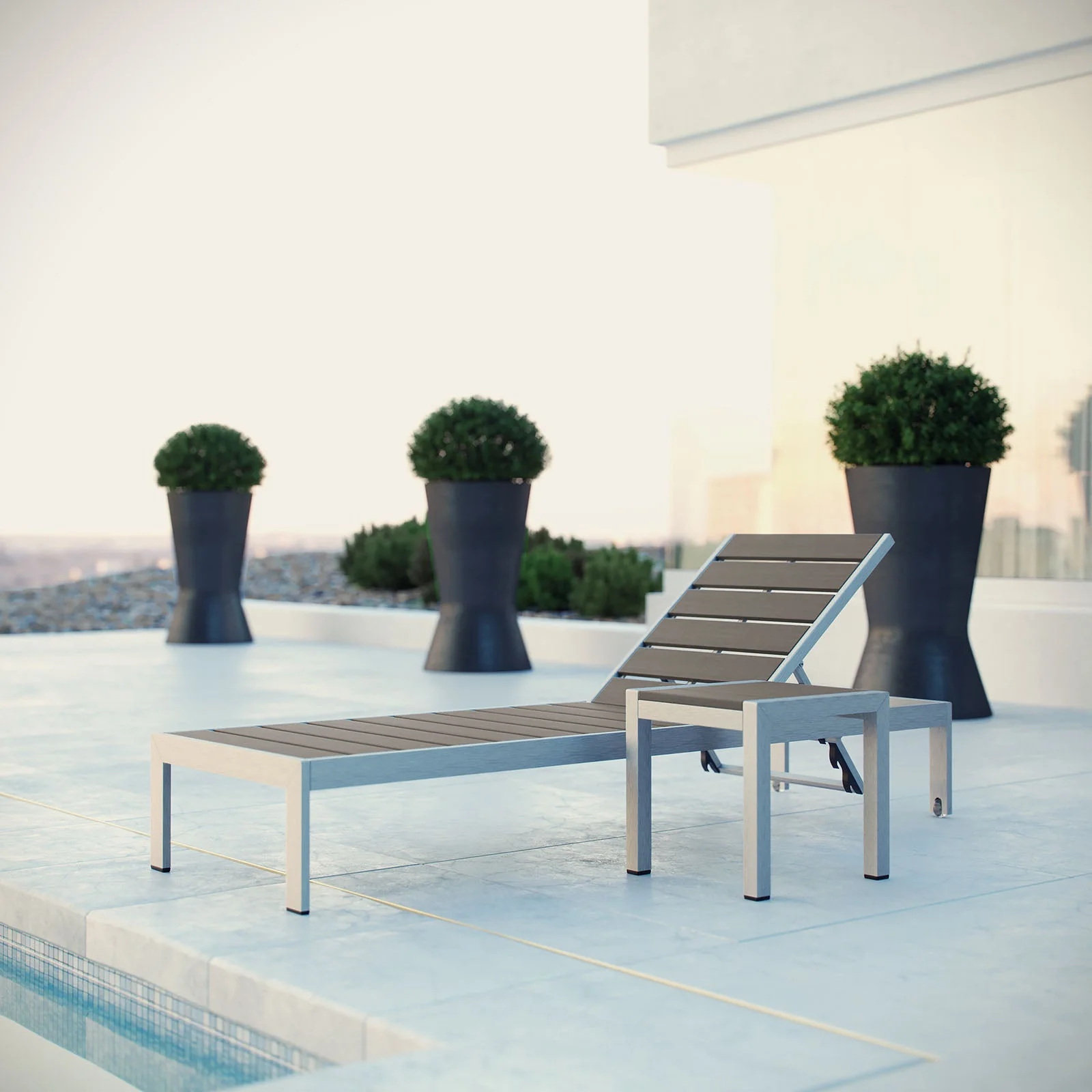 Shore 2 Piece Outdoor Patio Aluminum Set in Silver Gray - Image 2