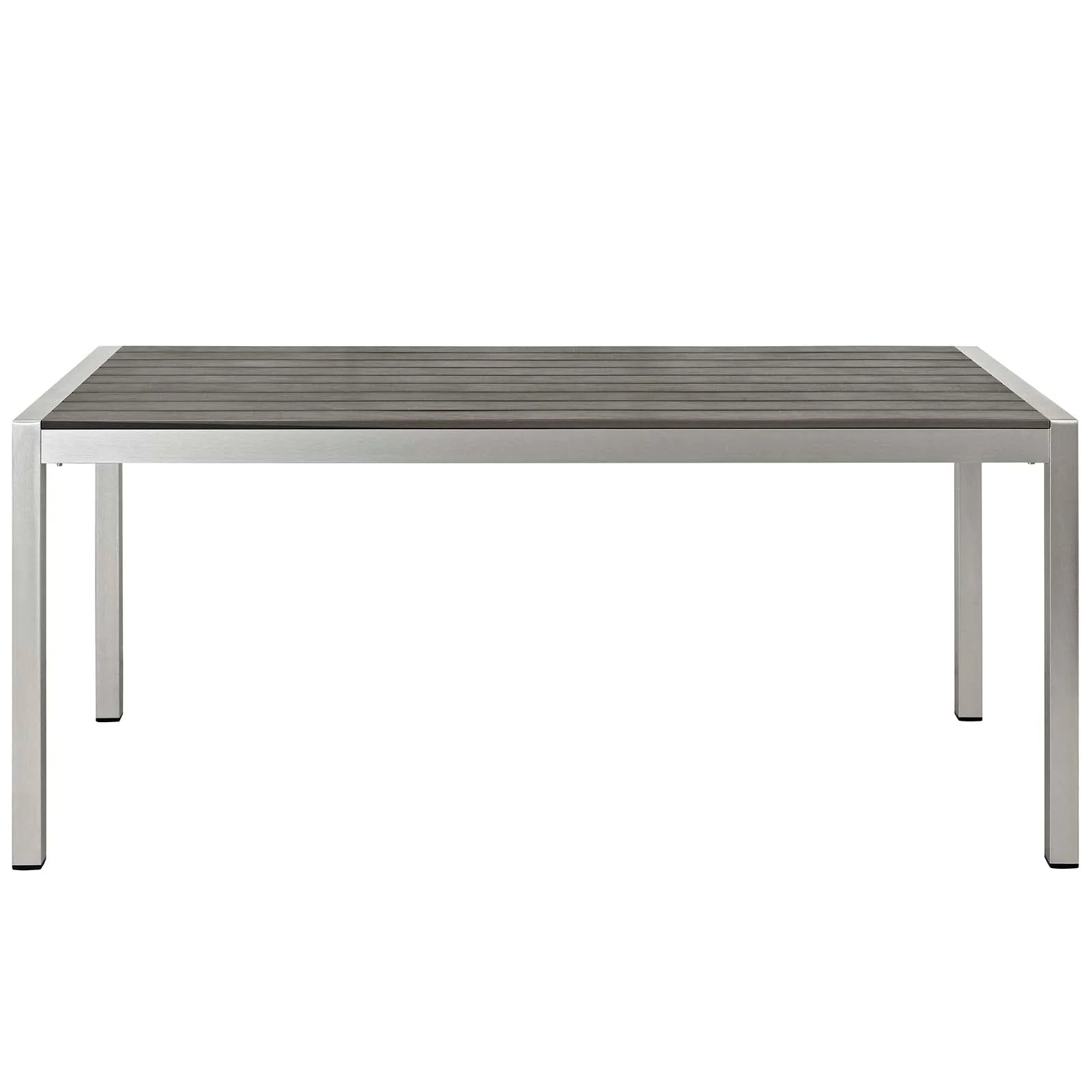 Shore 3 Piece Outdoor Patio Aluminum Dining Set in Silver Gray - Image 4