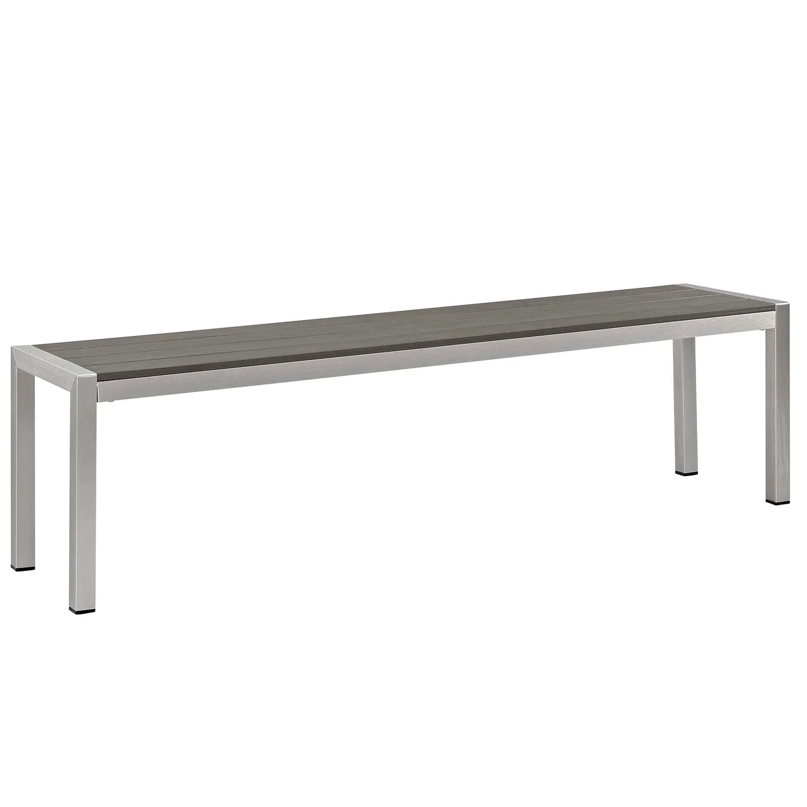 Shore 3 Piece Outdoor Patio Aluminum Dining Set in Silver Gray - Image 5