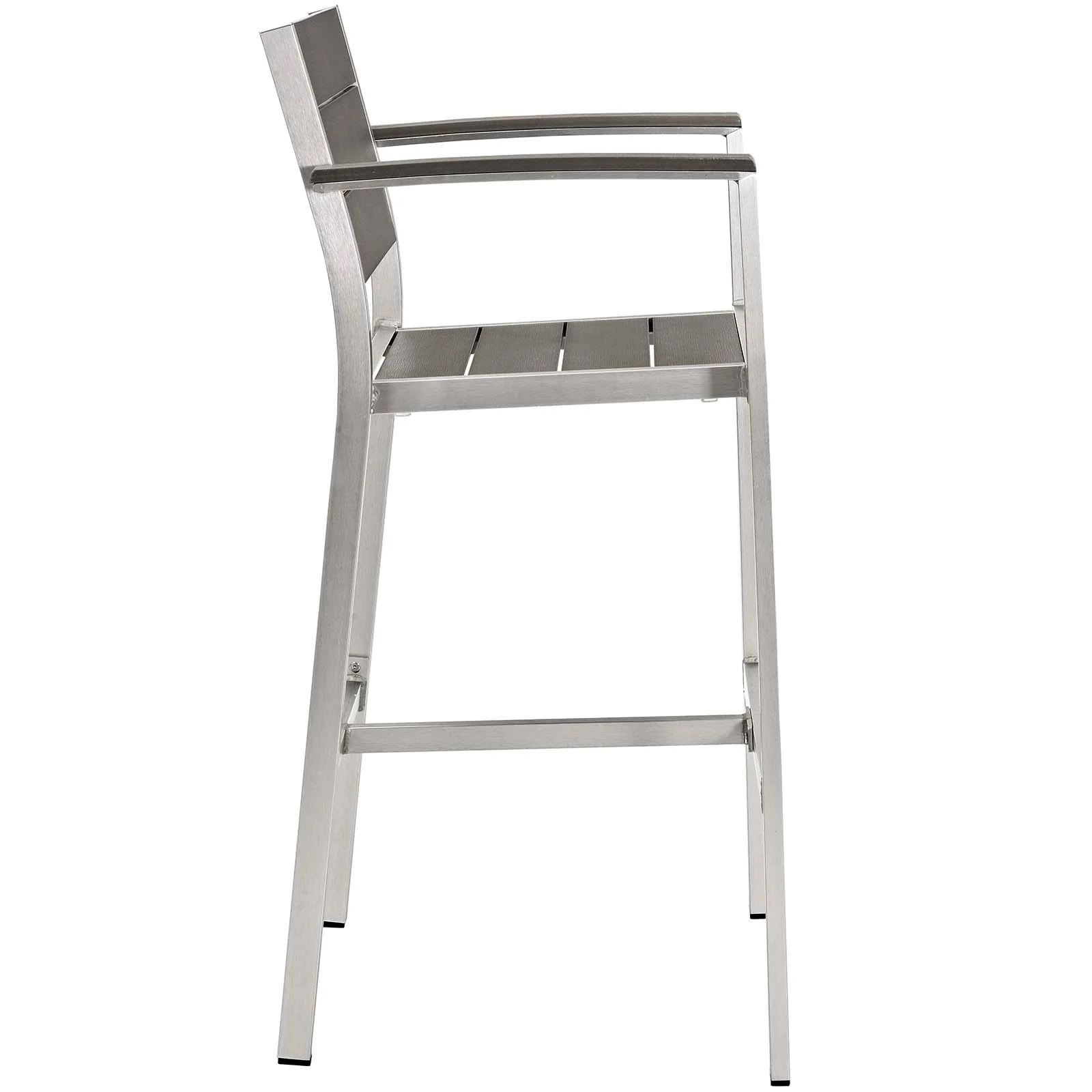 Shore 3 Piece Outdoor Patio Aluminum Pub Set in Silver Gray - Image 5