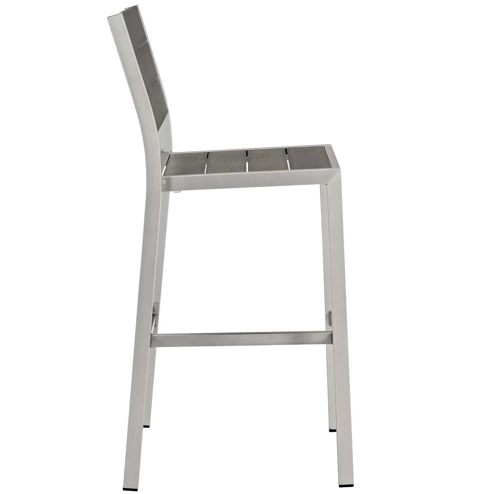 Shore 3 Piece Outdoor Patio Aluminum Pub Set in Silver Gray - Image 5