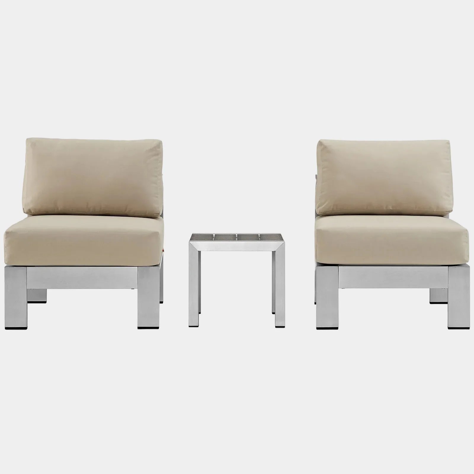 Shore 3 Piece Outdoor Patio Aluminum Sectional Sofa Set - Image 13