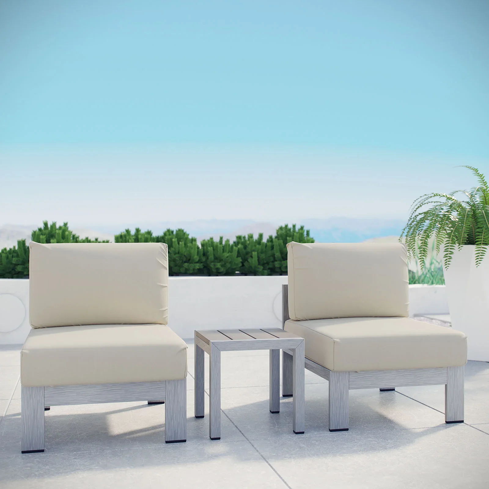 Shore 3 Piece Outdoor Patio Aluminum Sectional Sofa Set - Image 14