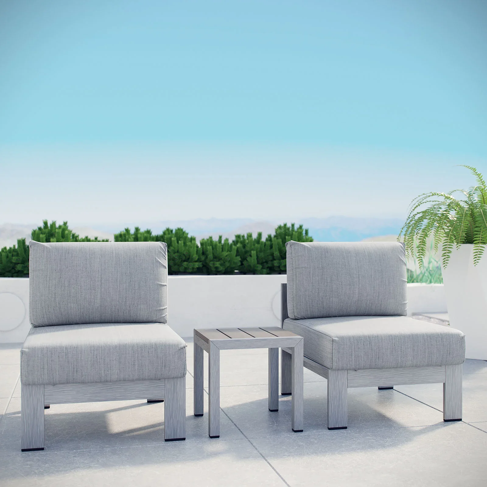 Shore 3 Piece Outdoor Patio Aluminum Sectional Sofa Set - Image 2