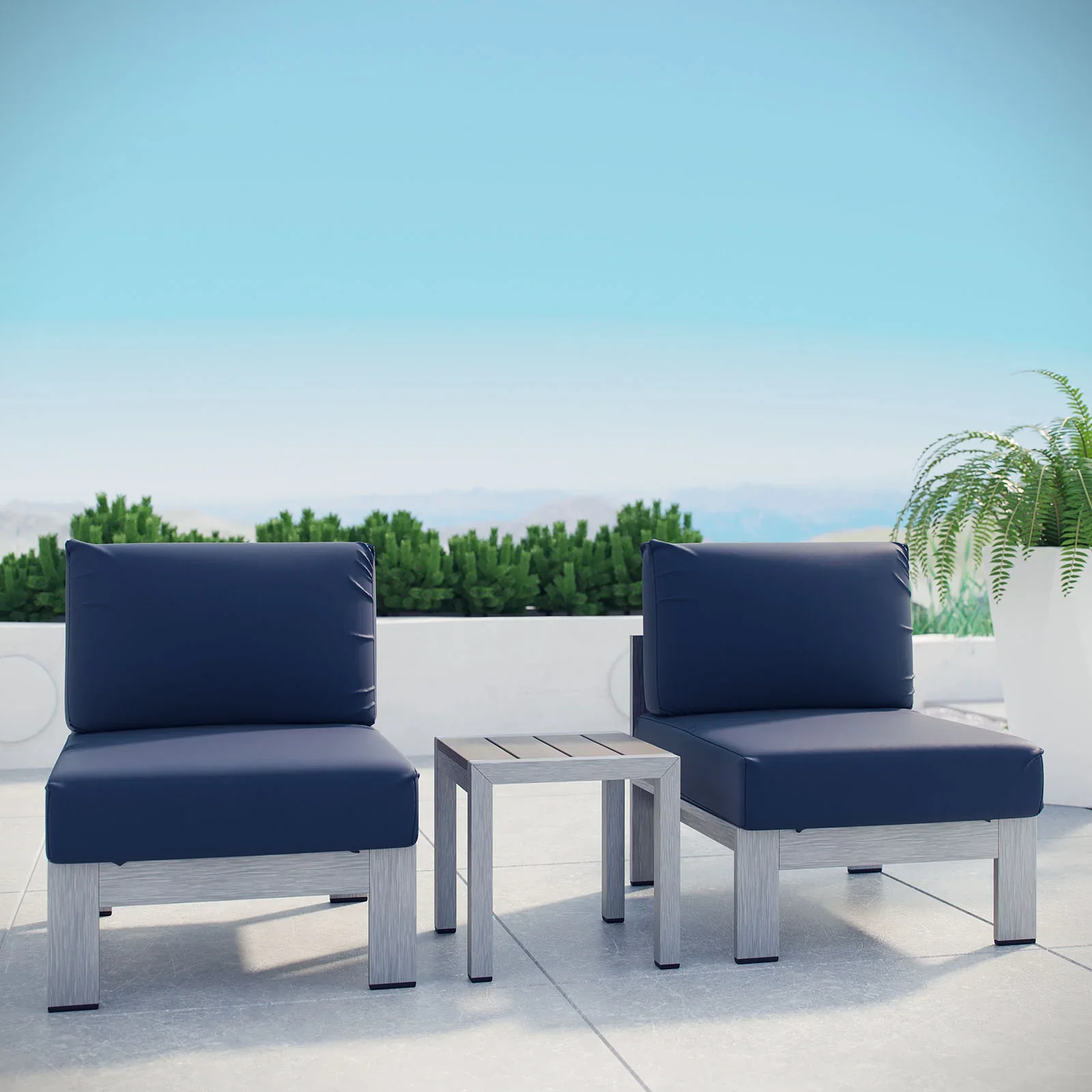 Shore 3 Piece Outdoor Patio Aluminum Sectional Sofa Set - Image 8