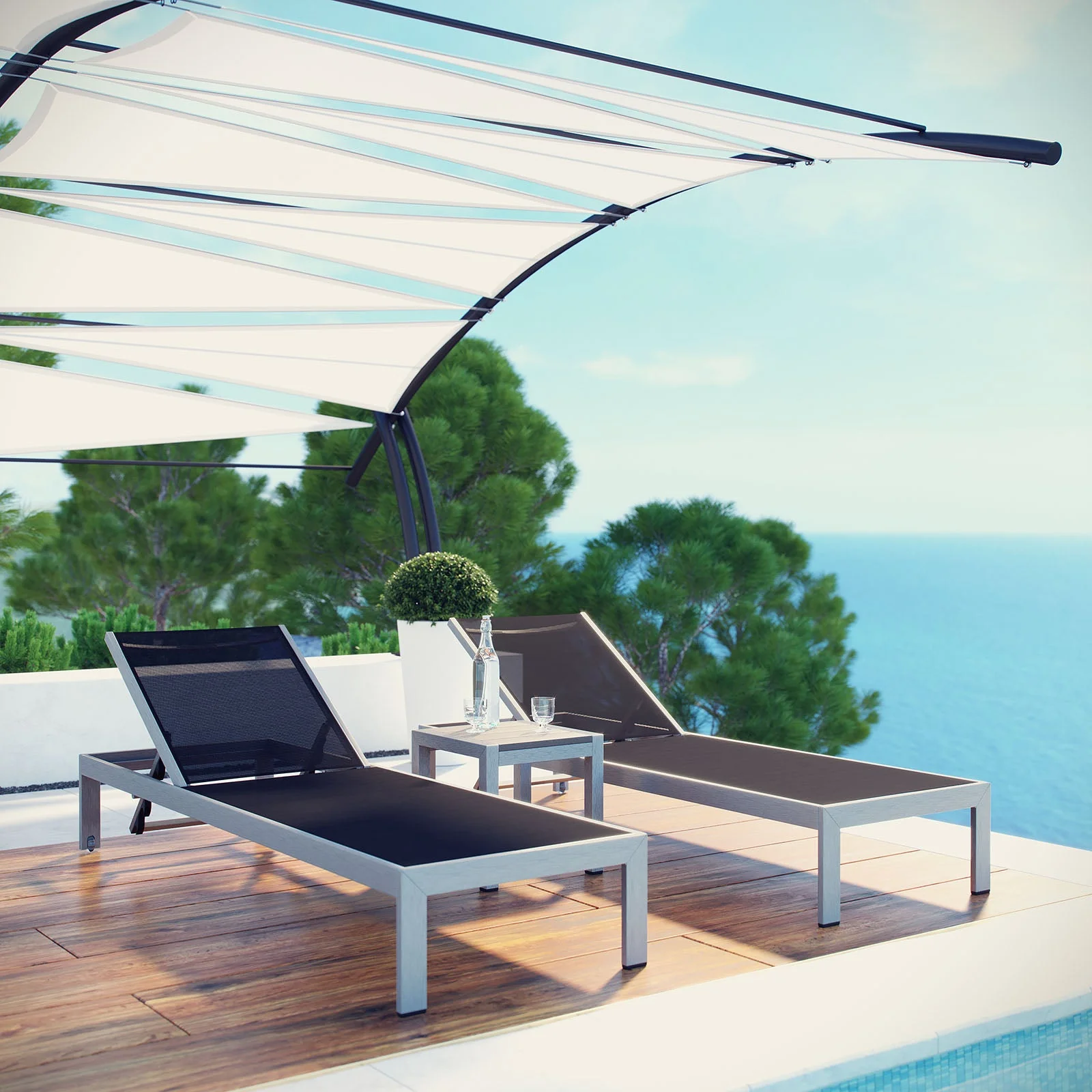 Shore 3 Piece Outdoor Patio Aluminum Set - Image 2