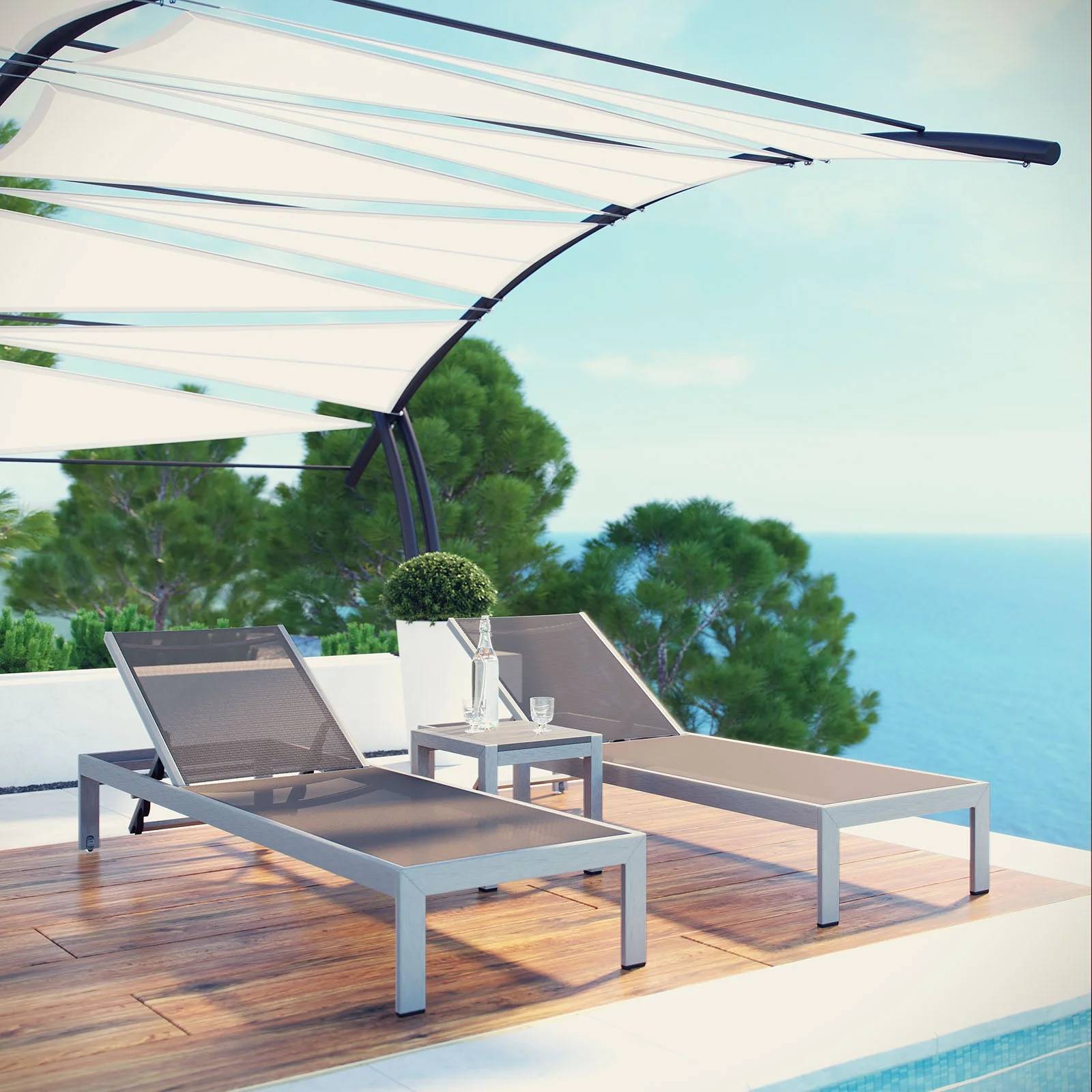 Shore 3 Piece Outdoor Patio Aluminum Set - Image 9