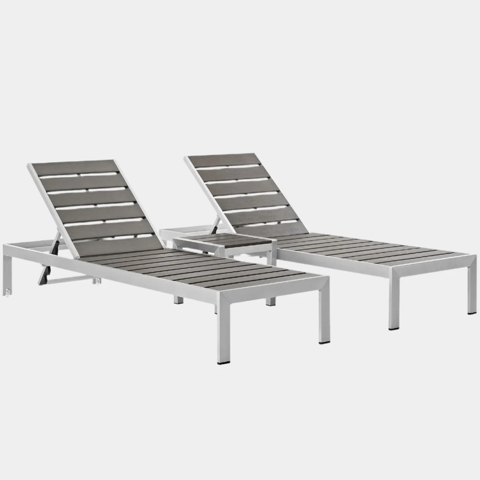 Shore 3 Piece Outdoor Patio Aluminum Set in Silver Gray