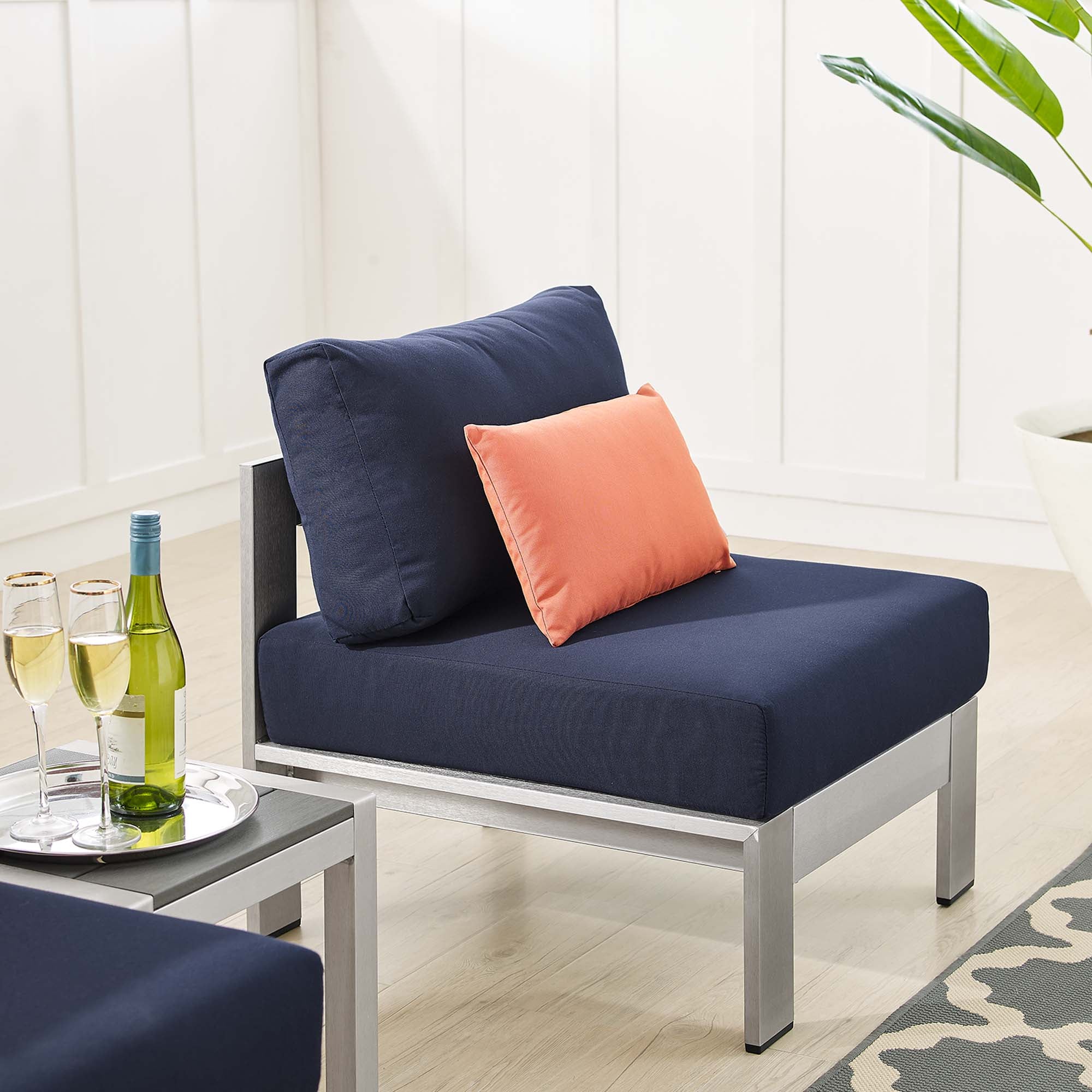 Shore 3 Piece Sunbrella® Fabric Outdoor Patio Aluminum Set - Image 15