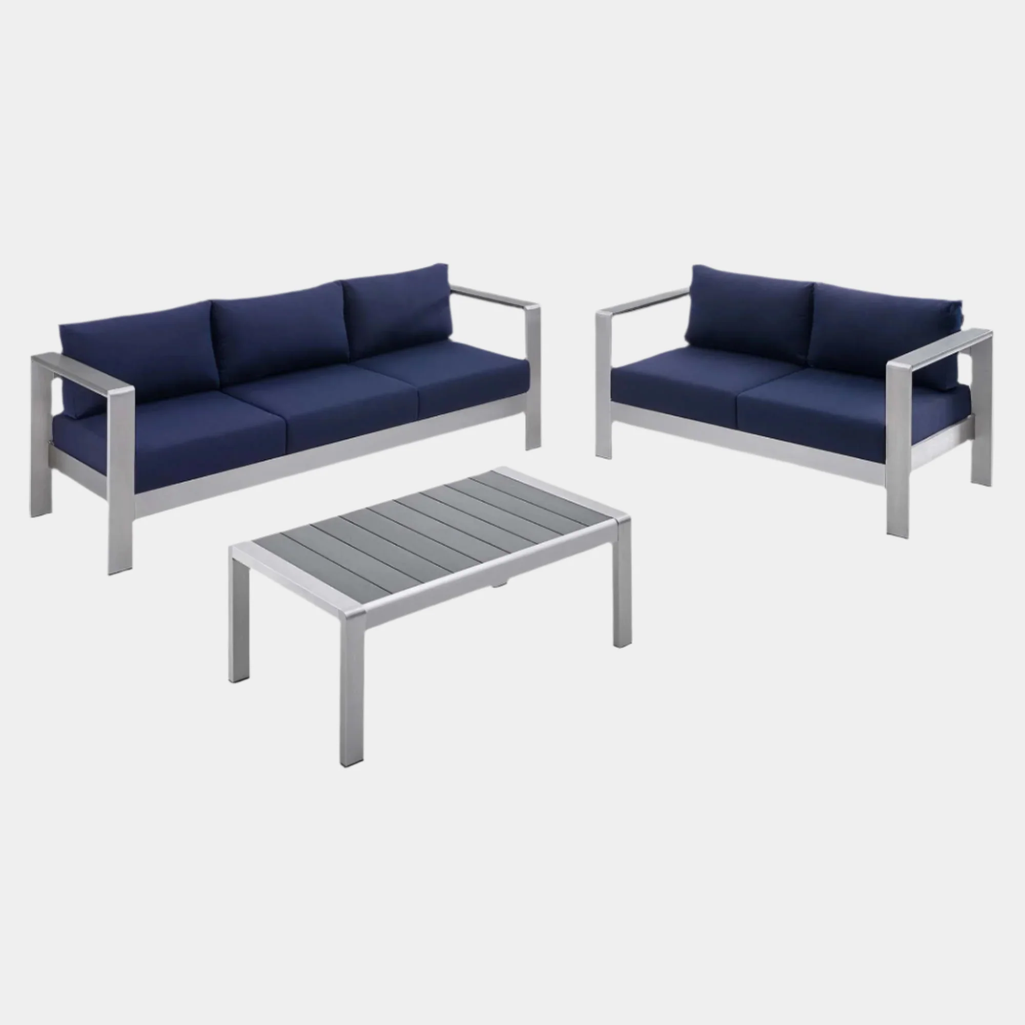 Shore 3 Piece Sunbrella® Fabric Outdoor Patio Aluminum Set - Image 15