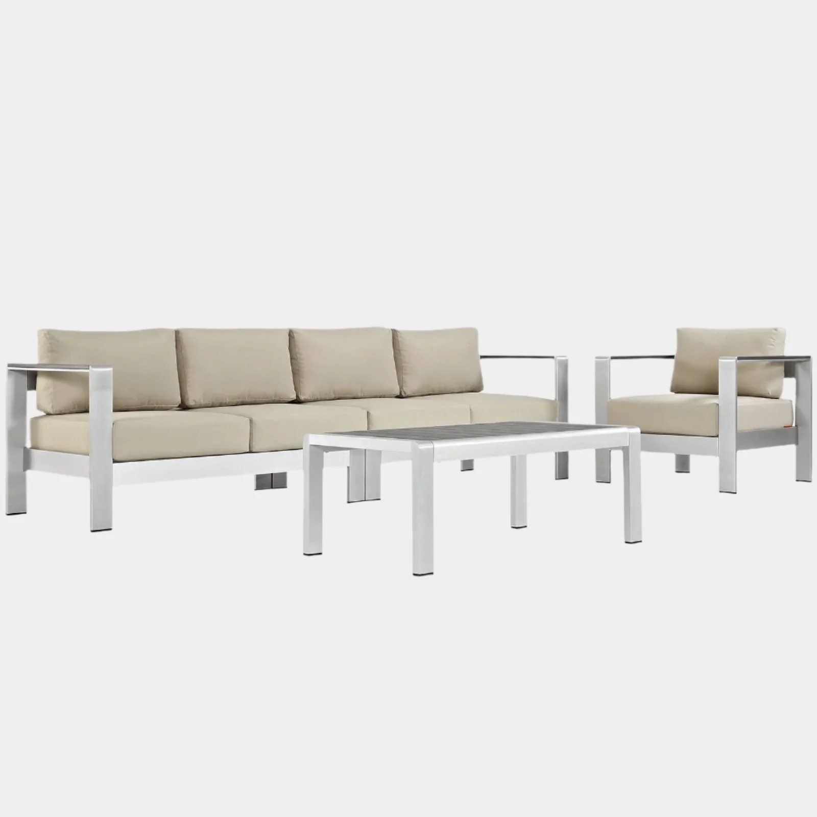 Shore 4 Piece Outdoor Aluminum Sectional Sofa Set - Image 13