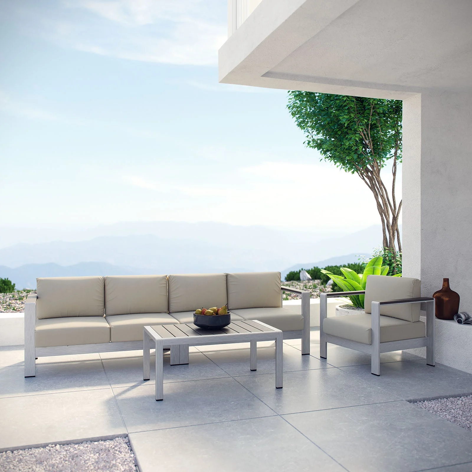 Shore 4 Piece Outdoor Aluminum Sectional Sofa Set - Image 14