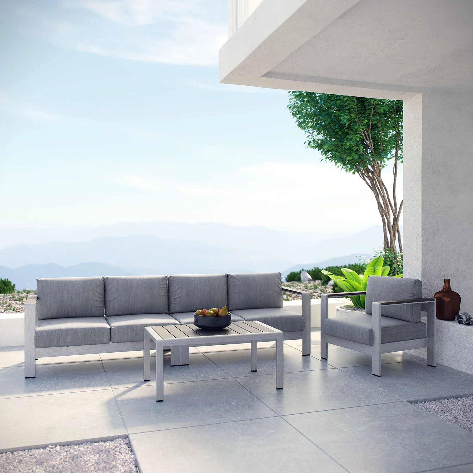 Shore 4 Piece Outdoor Aluminum Sectional Sofa Set - Image 2