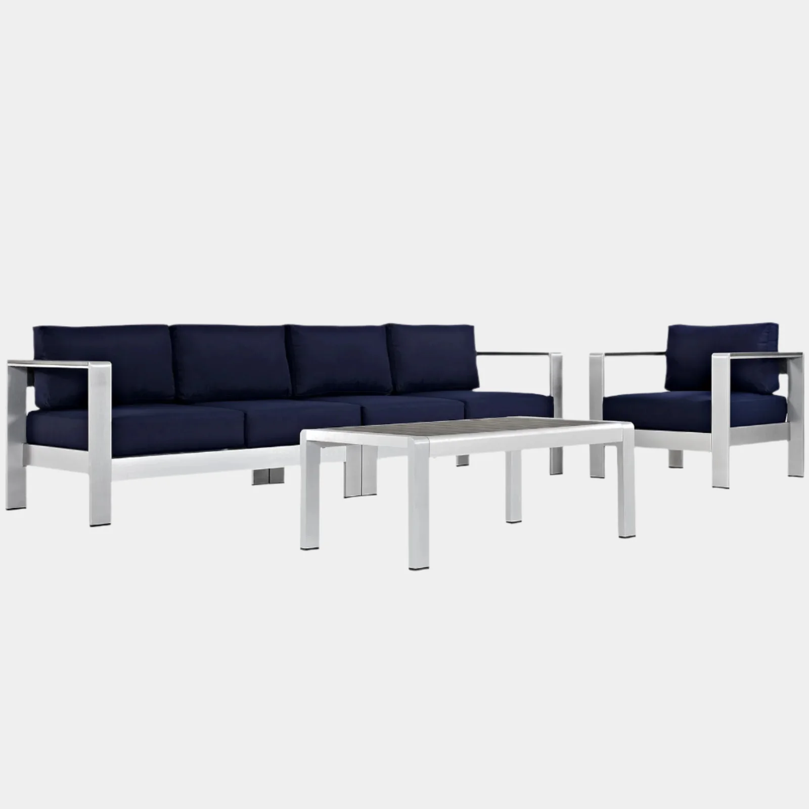 Shore 4 Piece Outdoor Aluminum Sectional Sofa Set - Image 7