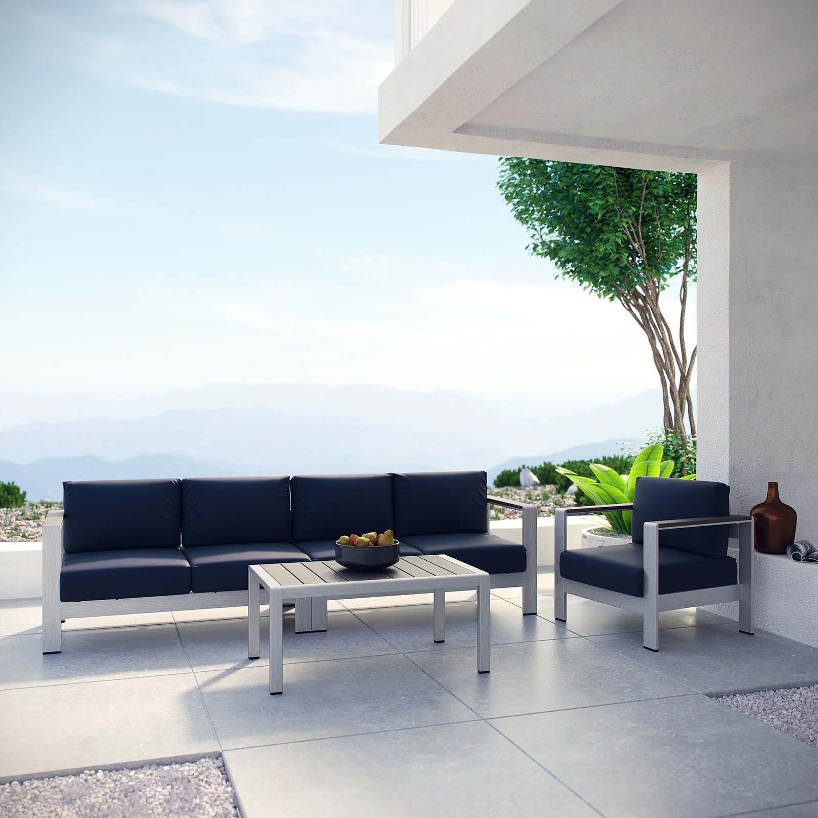 Shore 4 Piece Outdoor Aluminum Sectional Sofa Set - Image 8