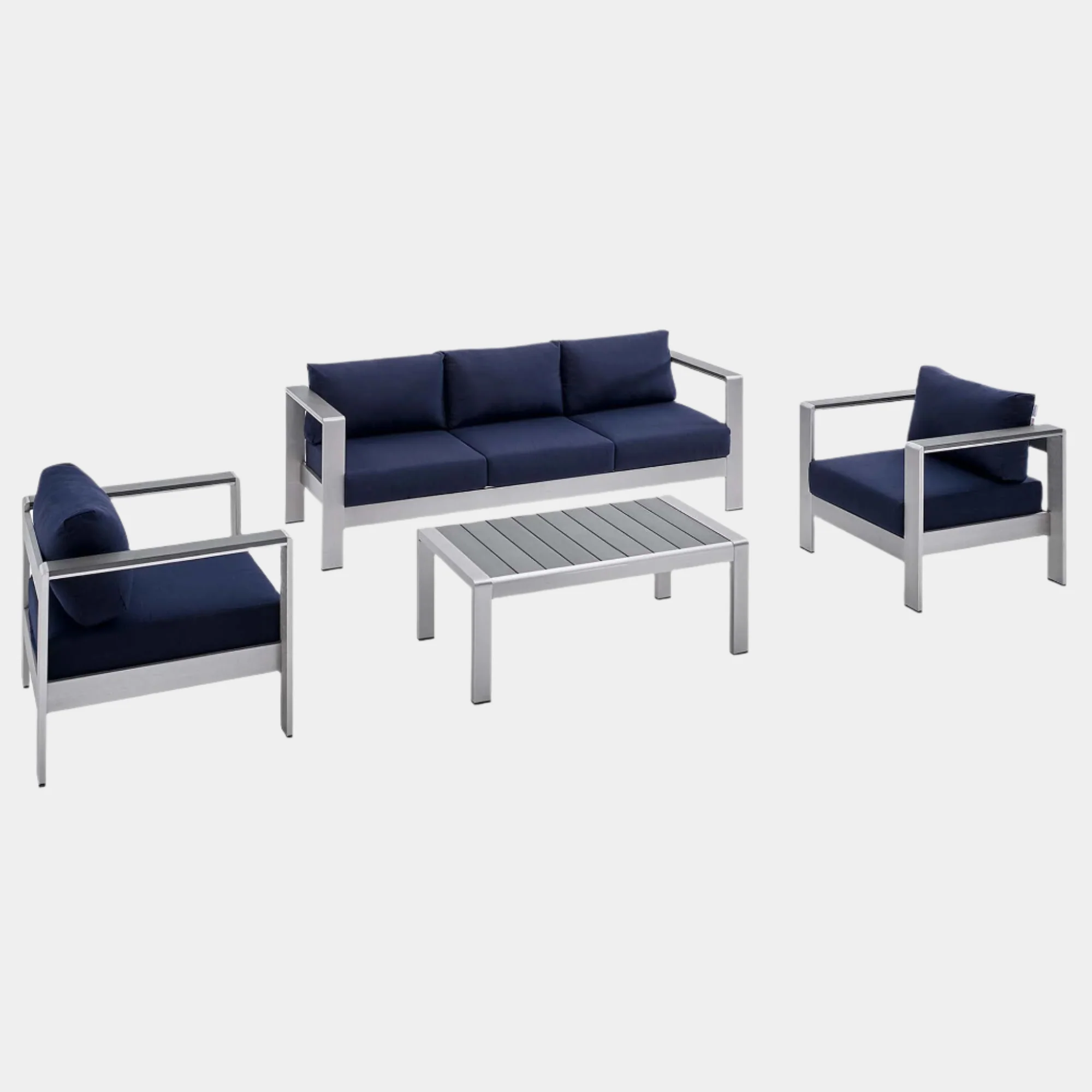 Shore 4 Piece Sunbrella® Fabric Outdoor Patio Aluminum Set - Image 16