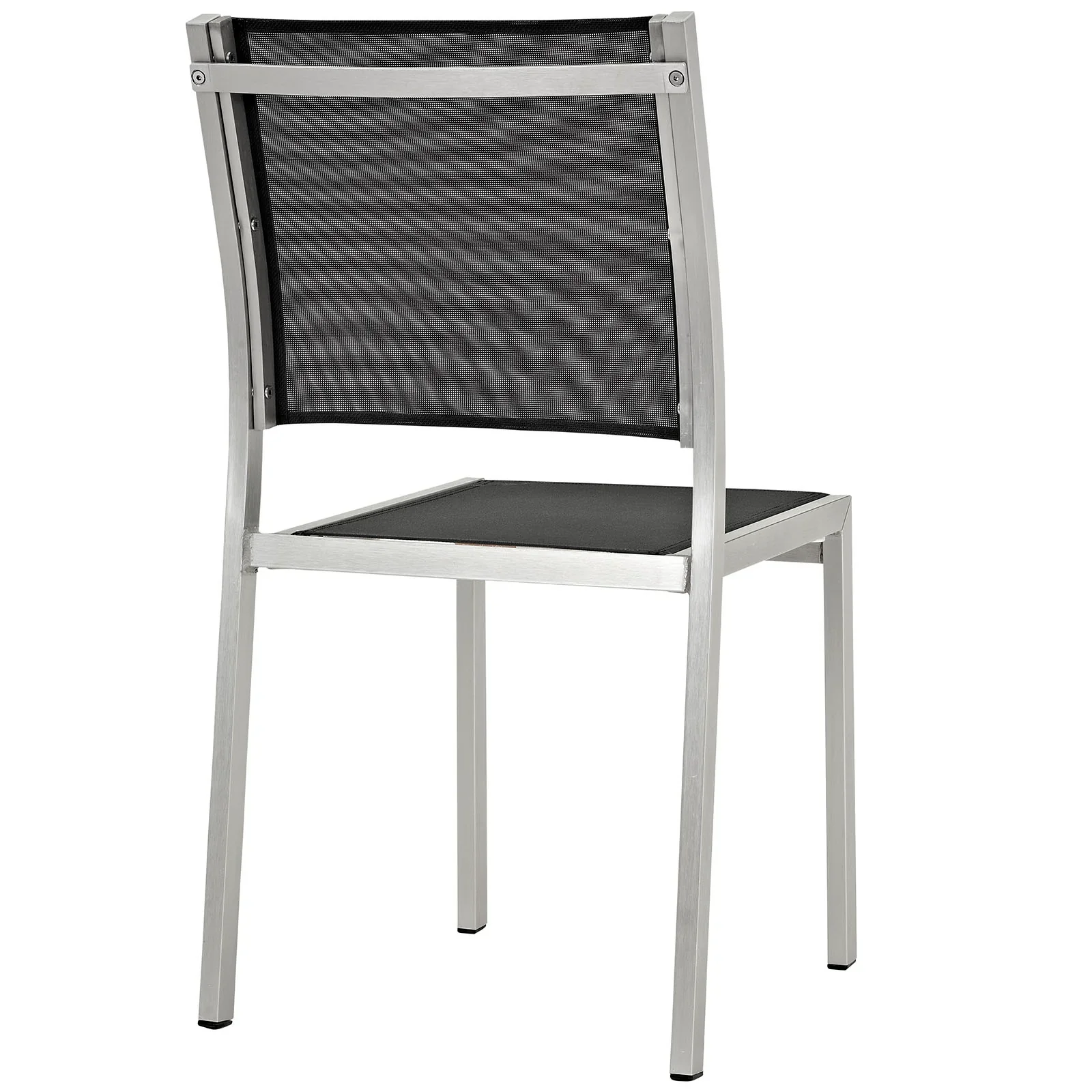 Shore 5 Piece Outdoor Patio Aluminum Dining Set in Silver Black - Image 4