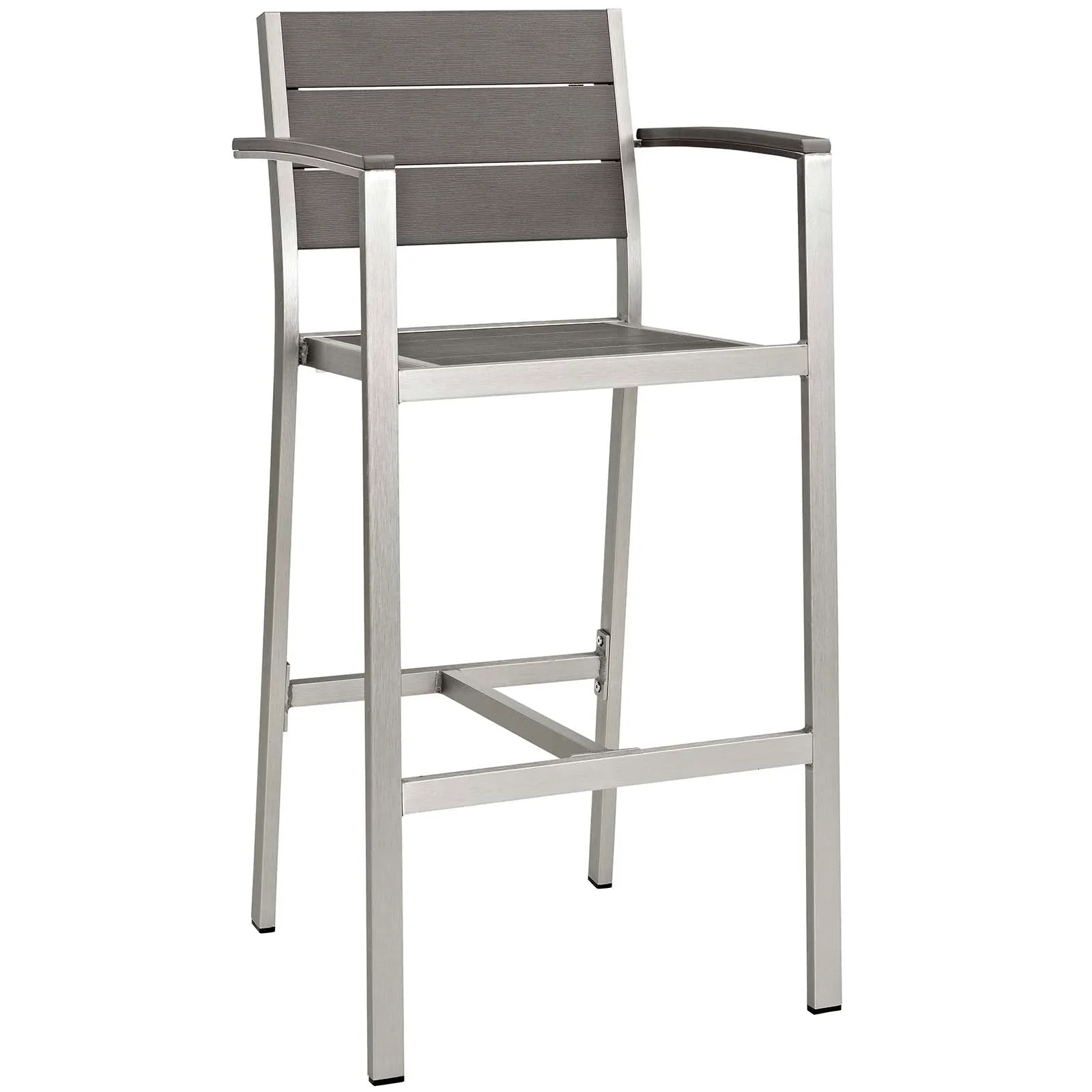 Shore 5 Piece Outdoor Patio Aluminum Dining Set in Silver Gray - Image 3